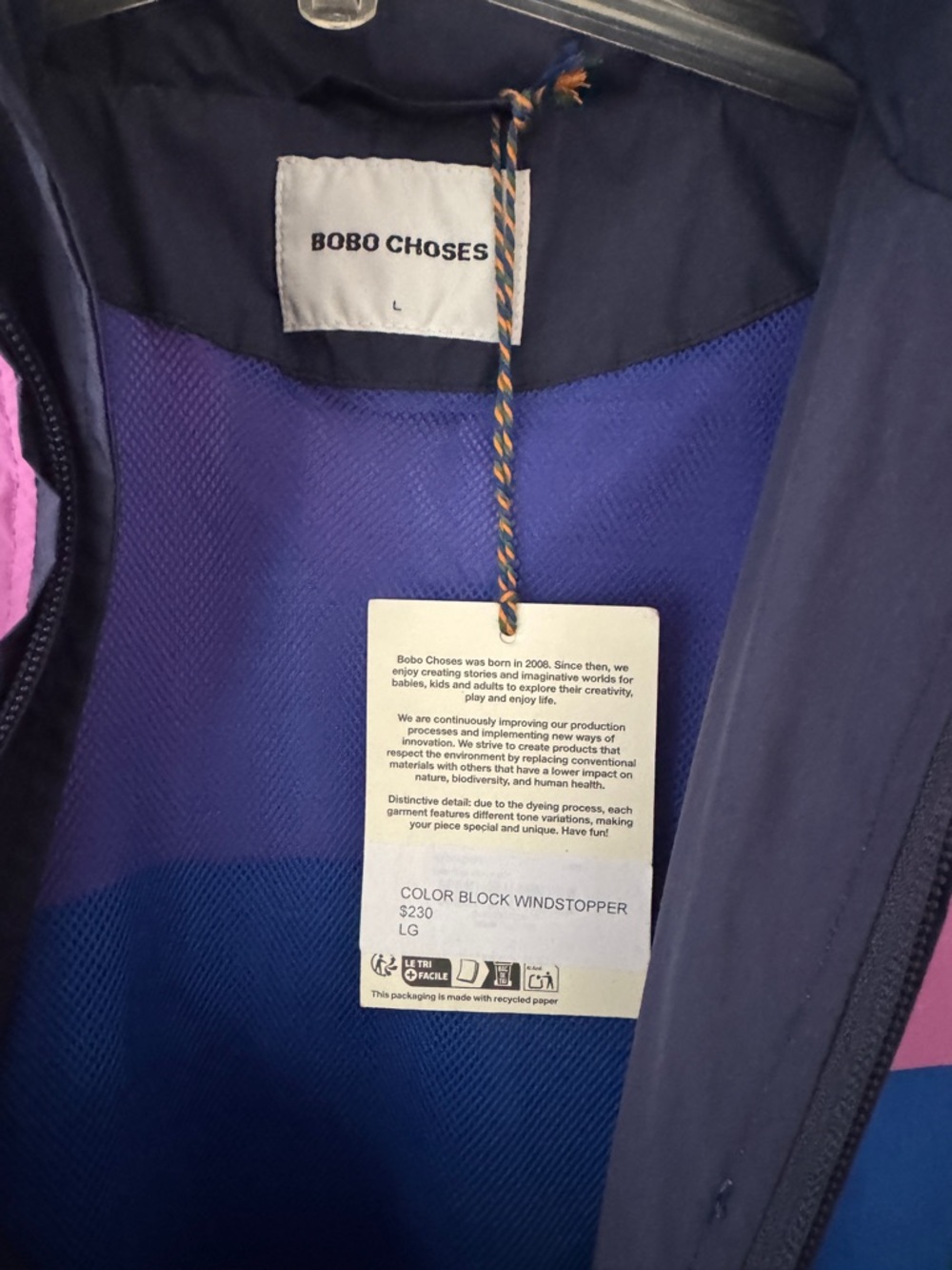 Bobo Choses Navy, Purple, Blue & Pink Colorblock Windstopper - Picture 2 of 3